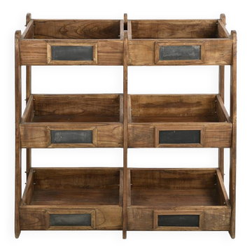 Storage unit with 6 wooden bins