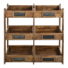Storage unit with 6 wooden bins