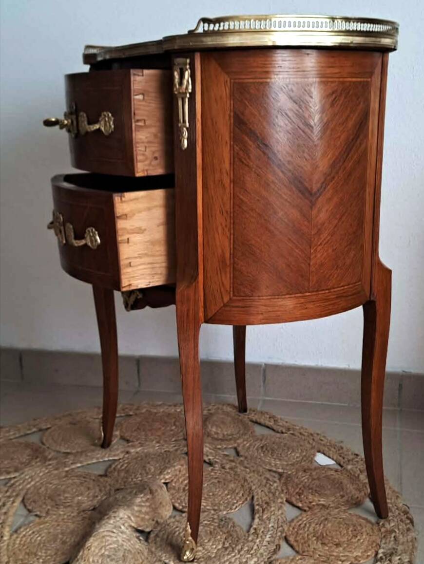 Louis XVI style marquetry bedside table
