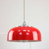 Grande suspension rouge Space Age de Guzzini, années 1960