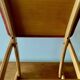Vintage rocking footstool in red Skai and wood