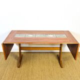 Scandinavian teak and ceramic dining room table with extensions