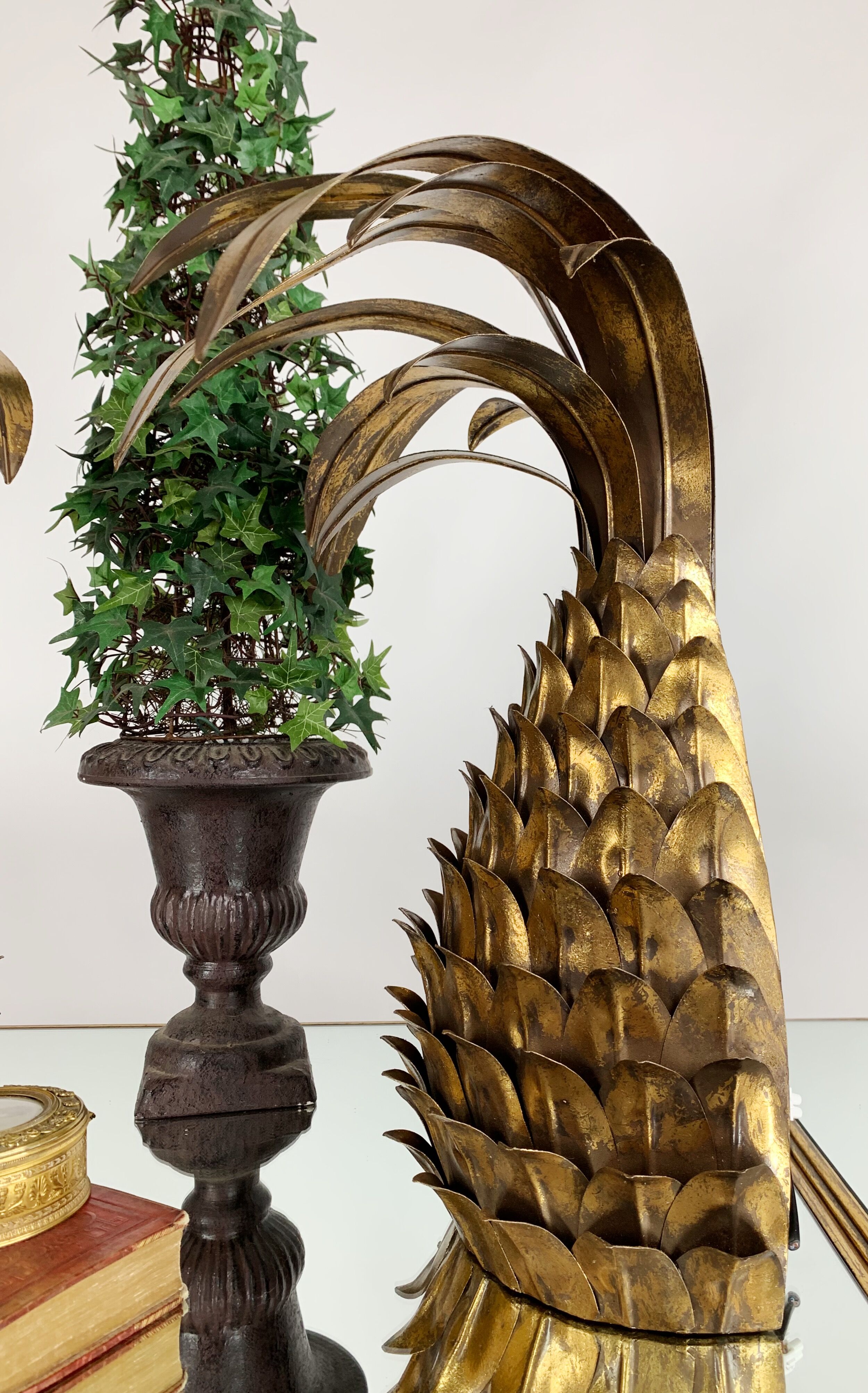 Ananas  wall light  paire  years 70" in gold metal