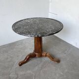 Empire walnut and marble pedestal table, late 19th century
