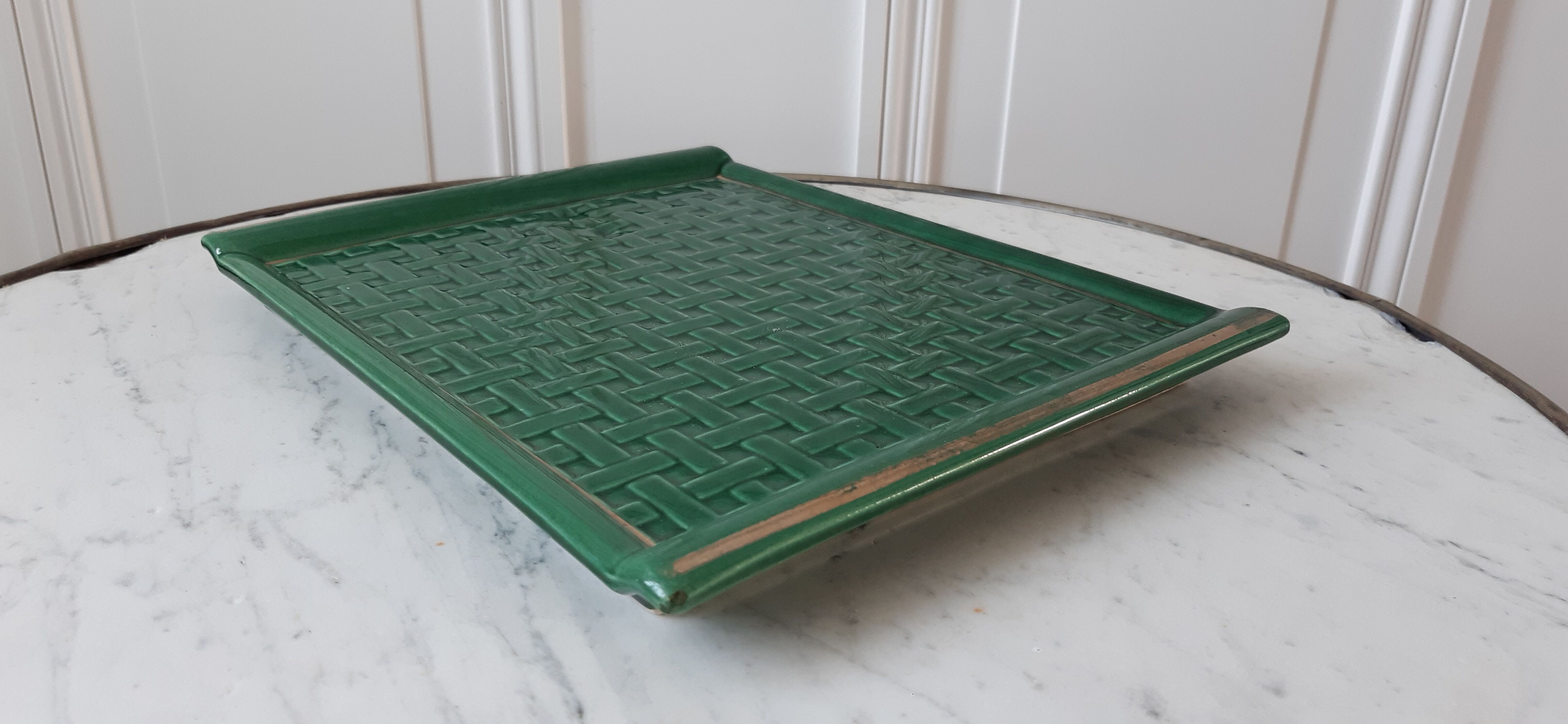 Ceramic top green and gold canning effect 50s