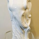 Vintage White Ceramic Elephant Umbrella Stand - Planter, France 1970s.