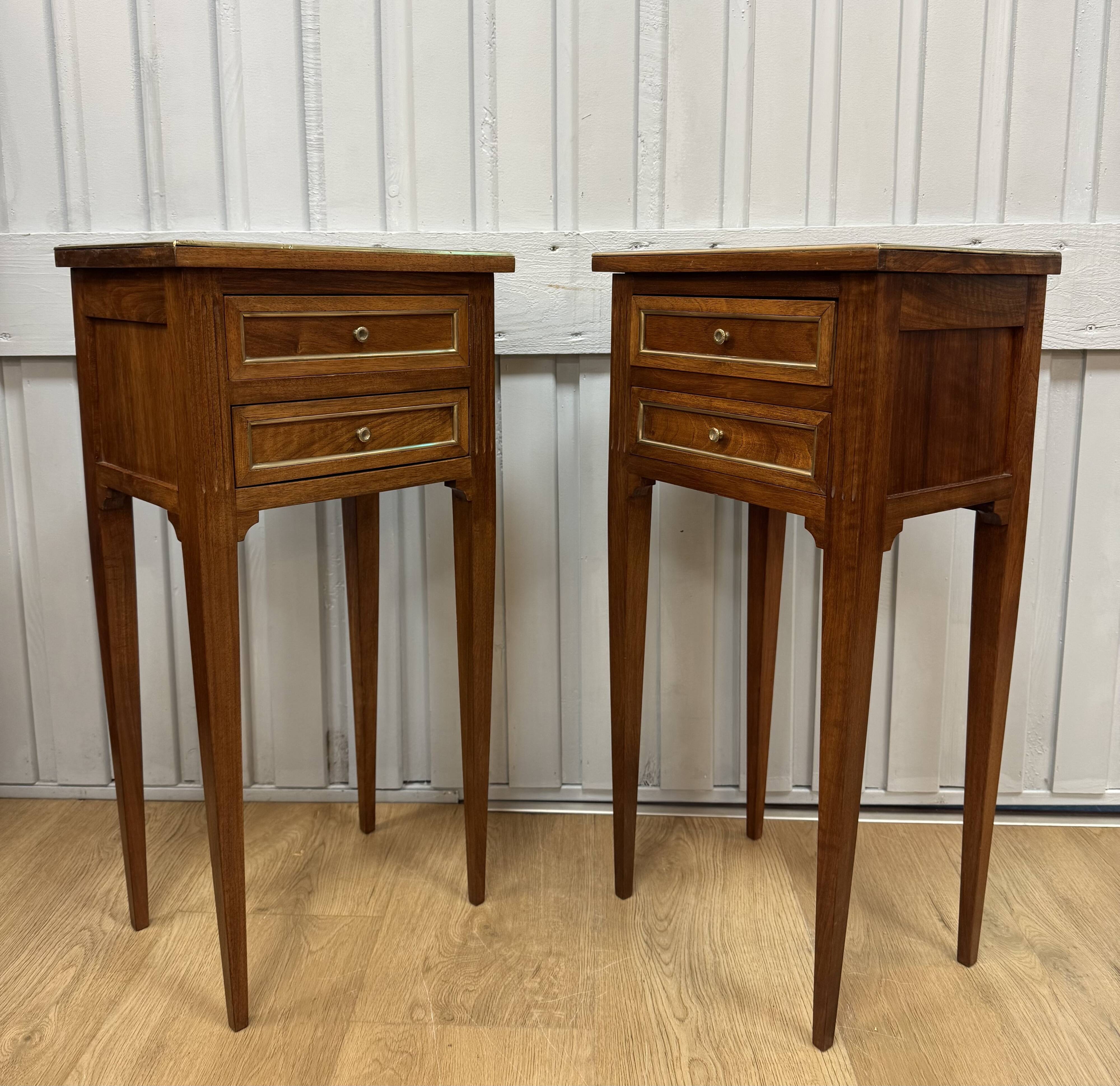 Pair of walnut bedside tables