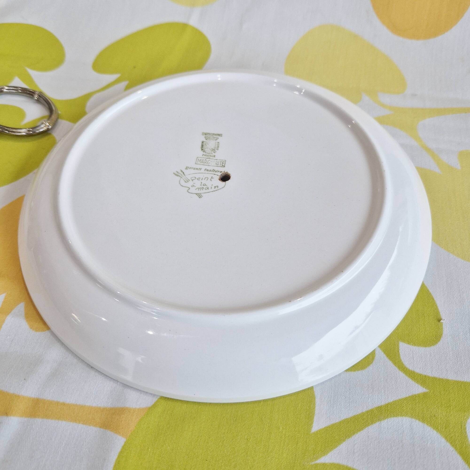 Digoin vintage serving plate cake stand, marguerite model, hand painted