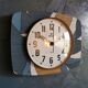 Vintage clock silent rectangular wall clock "Vedette bleu blanc ochre"