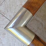 Table design bass, vintage, 70s wood and smoked glass