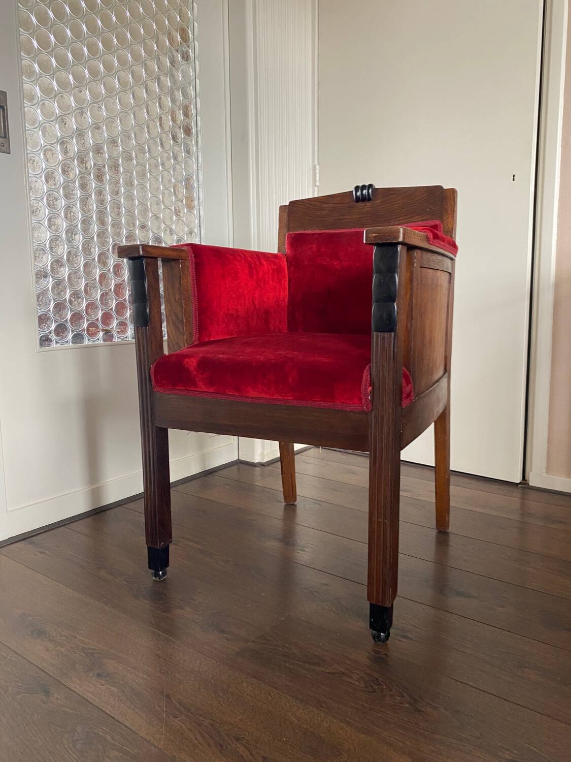 Bureau ou Chaise d'Appoint Art Déco en Chêne de l'École d'Amsterdam, années 1920