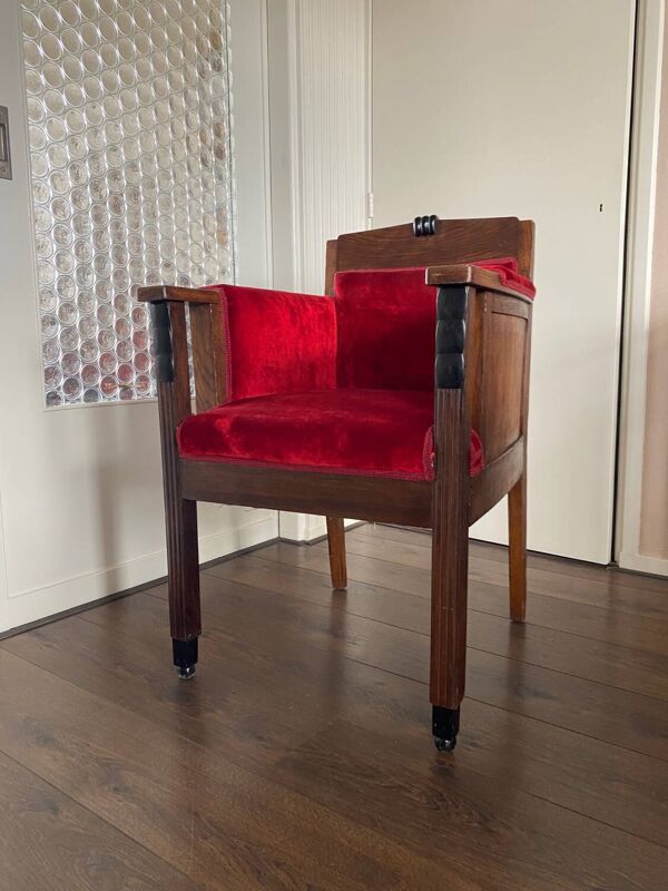Bureau ou Chaise d'Appoint Art Déco en Chêne de l'École d'Amsterdam, années 1920