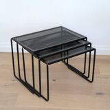 Vintage perforated metal nesting tables 80s