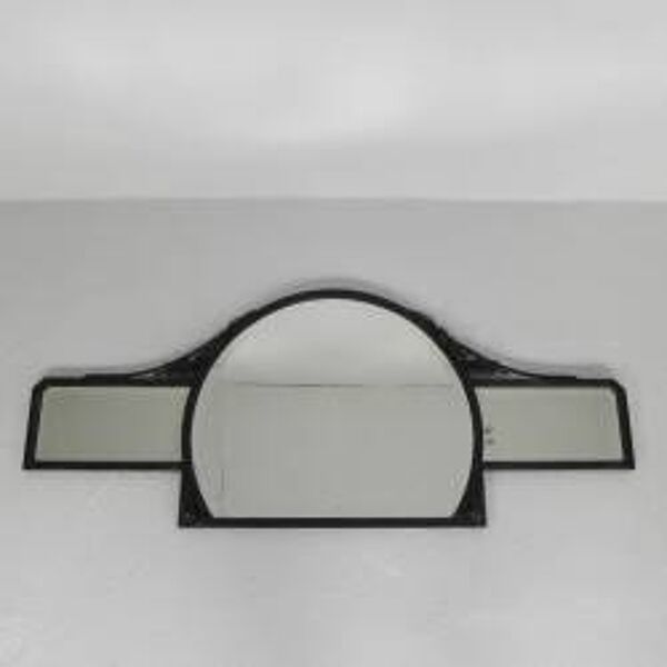 Miroir Art Déco avec verre taillé facetté dans un cadre en acier, années 1930