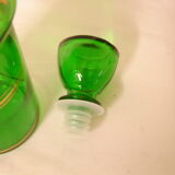 Liquor/digestive service in green and gold glass DELPRETE