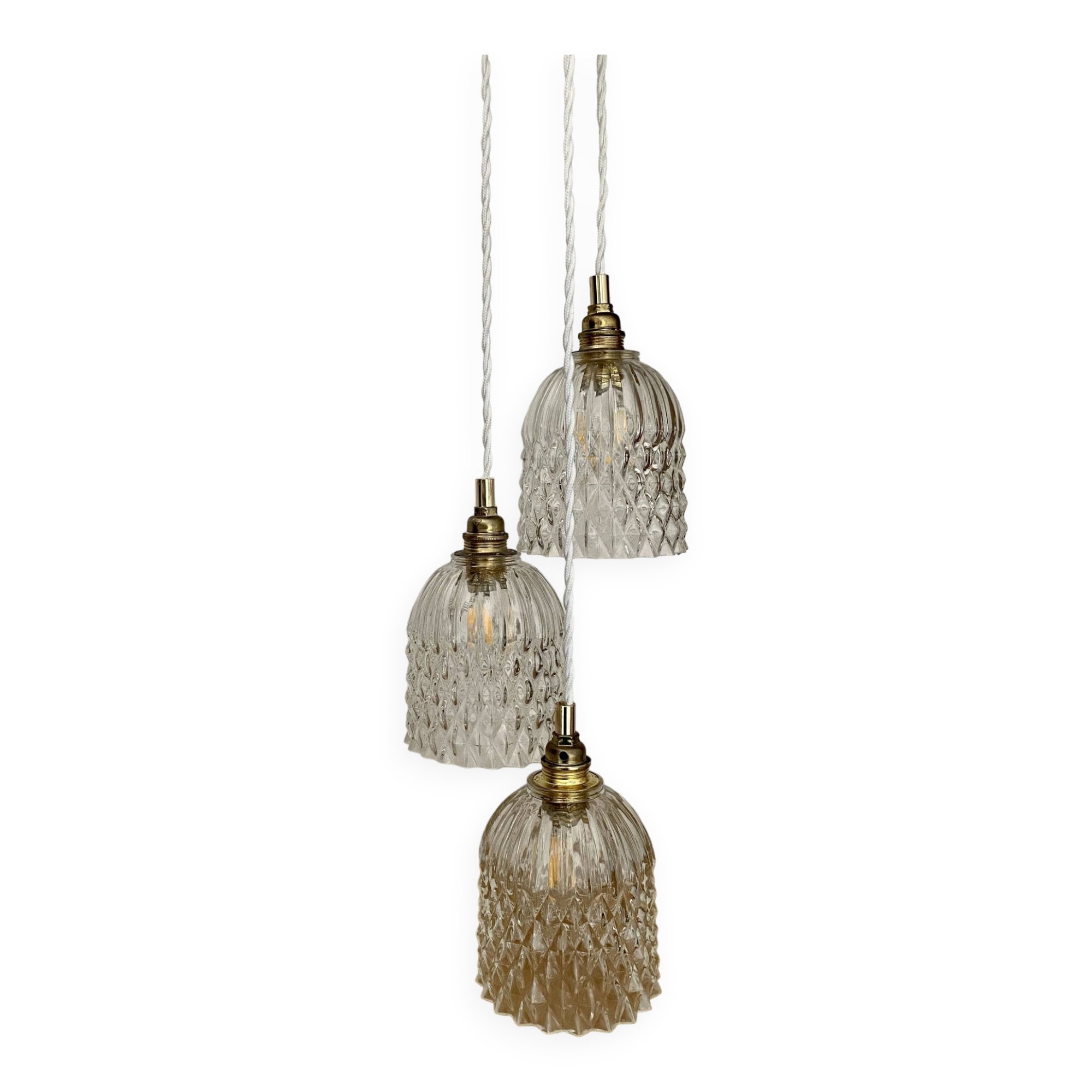 Vintage glass triple globe waterfall pendant light