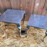 Paire de table basse gigogne style Louis XV en aluminium poli vintage