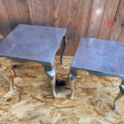 Pair of Louis XV Style Nesting Coffee Tables in Vintage Polished Aluminum