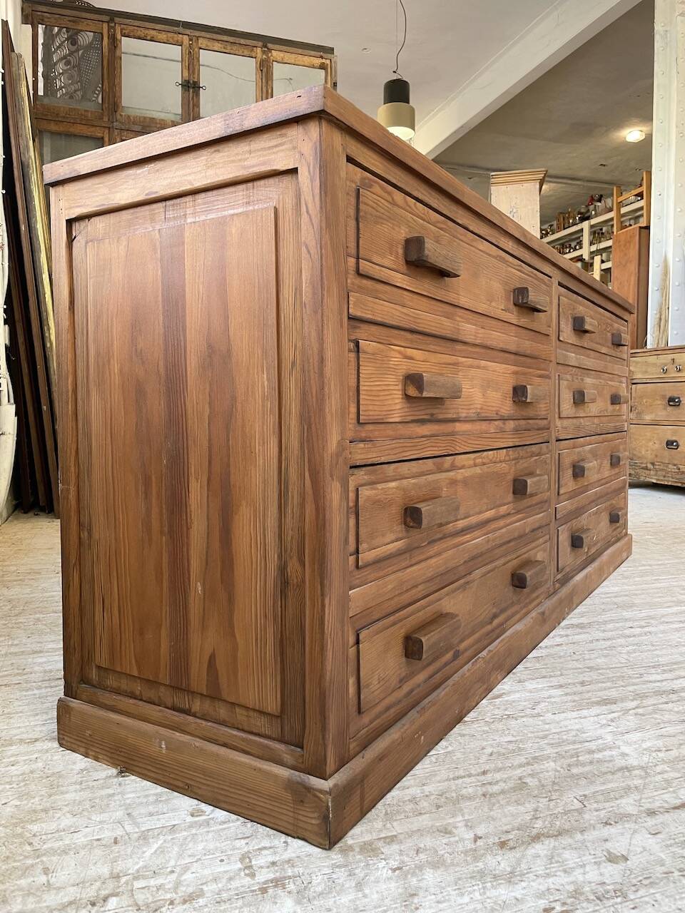 50s pitch pine haberdashery cabinet