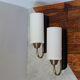 Pair of brass and opalin glass sconces