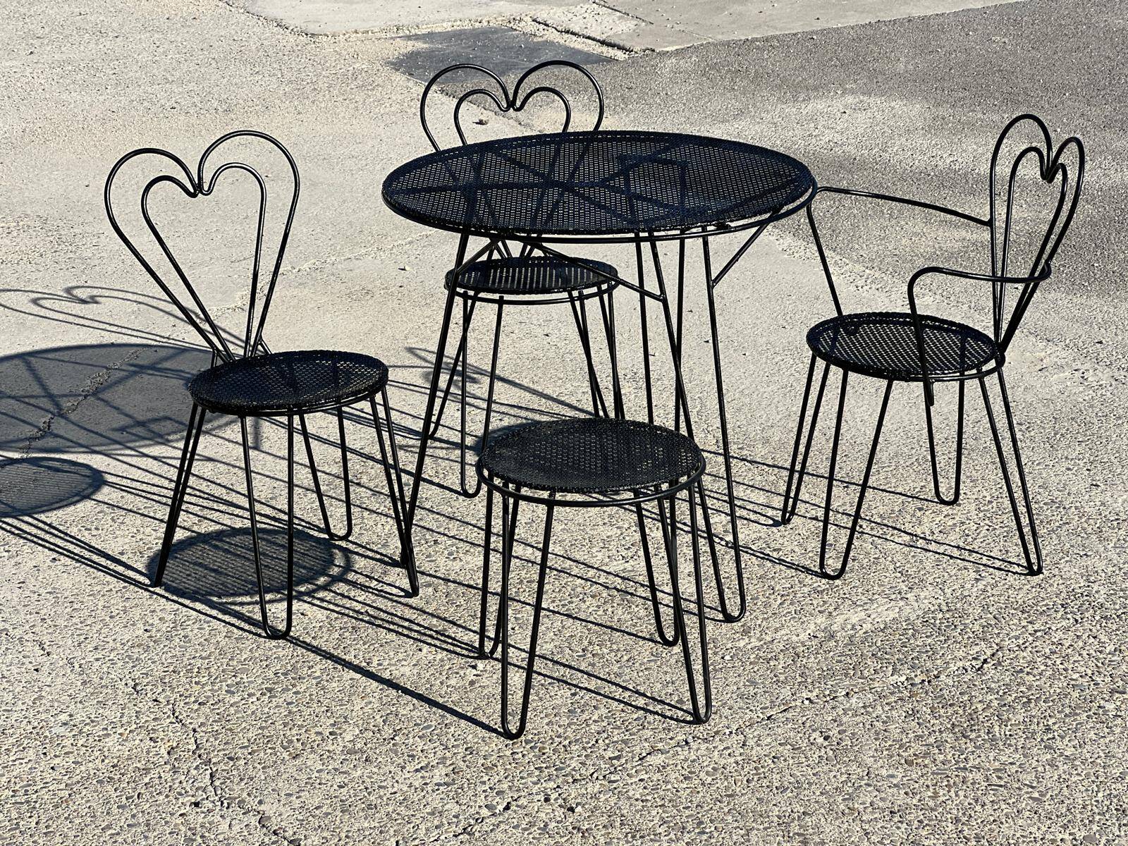 Mathieu Matégot wrought iron garden furniture, 1950