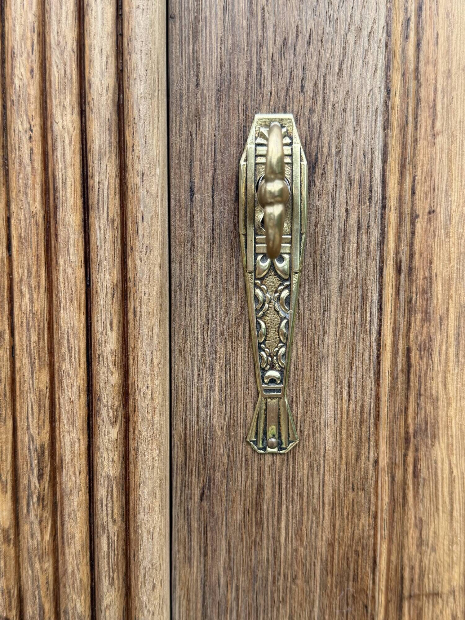 Art Deco bonnetière wardrobe from Paris in raw and solid oak.