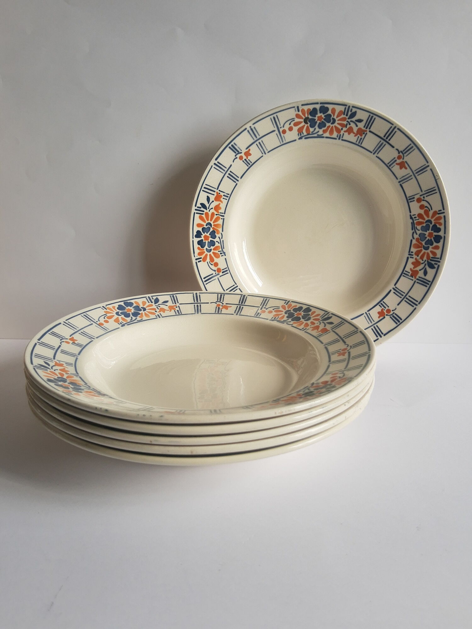 Set of 6 hollow plates Badonvillers chavillé vintage