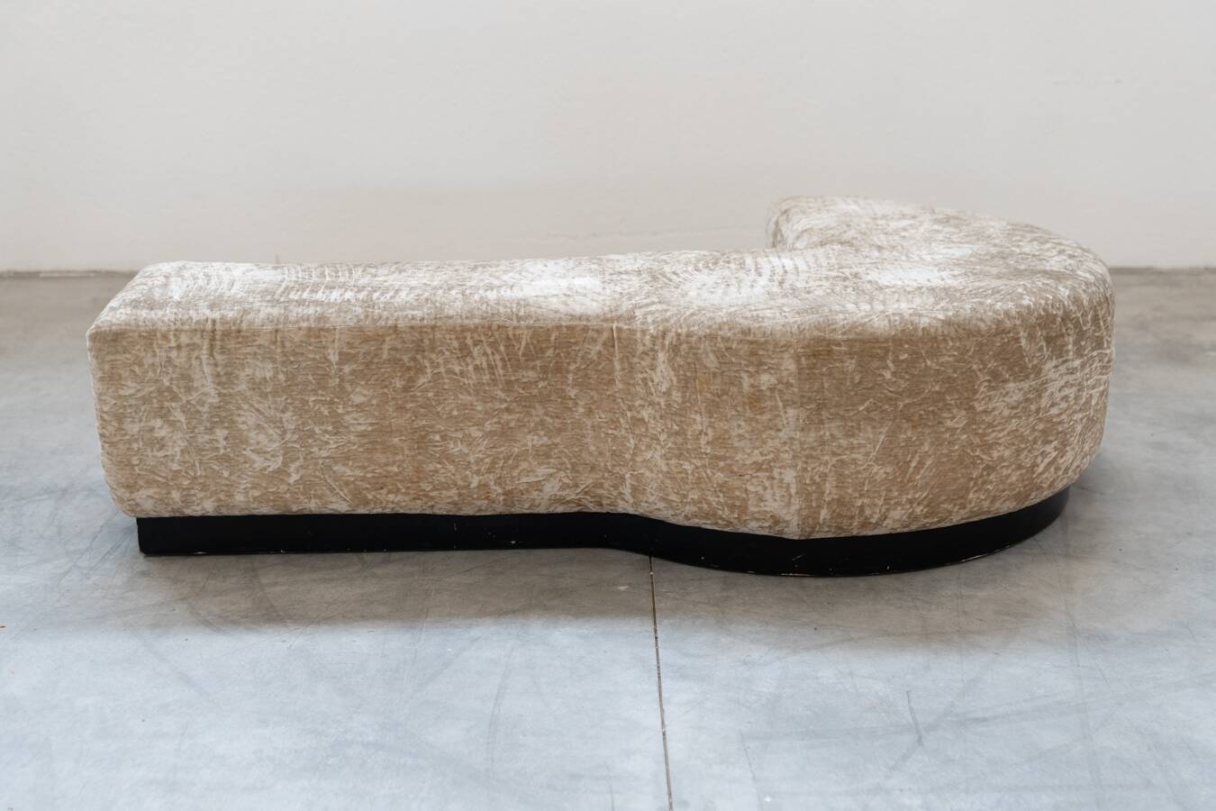 Beige chenille sectional sofa, 3 pieces, 1970s