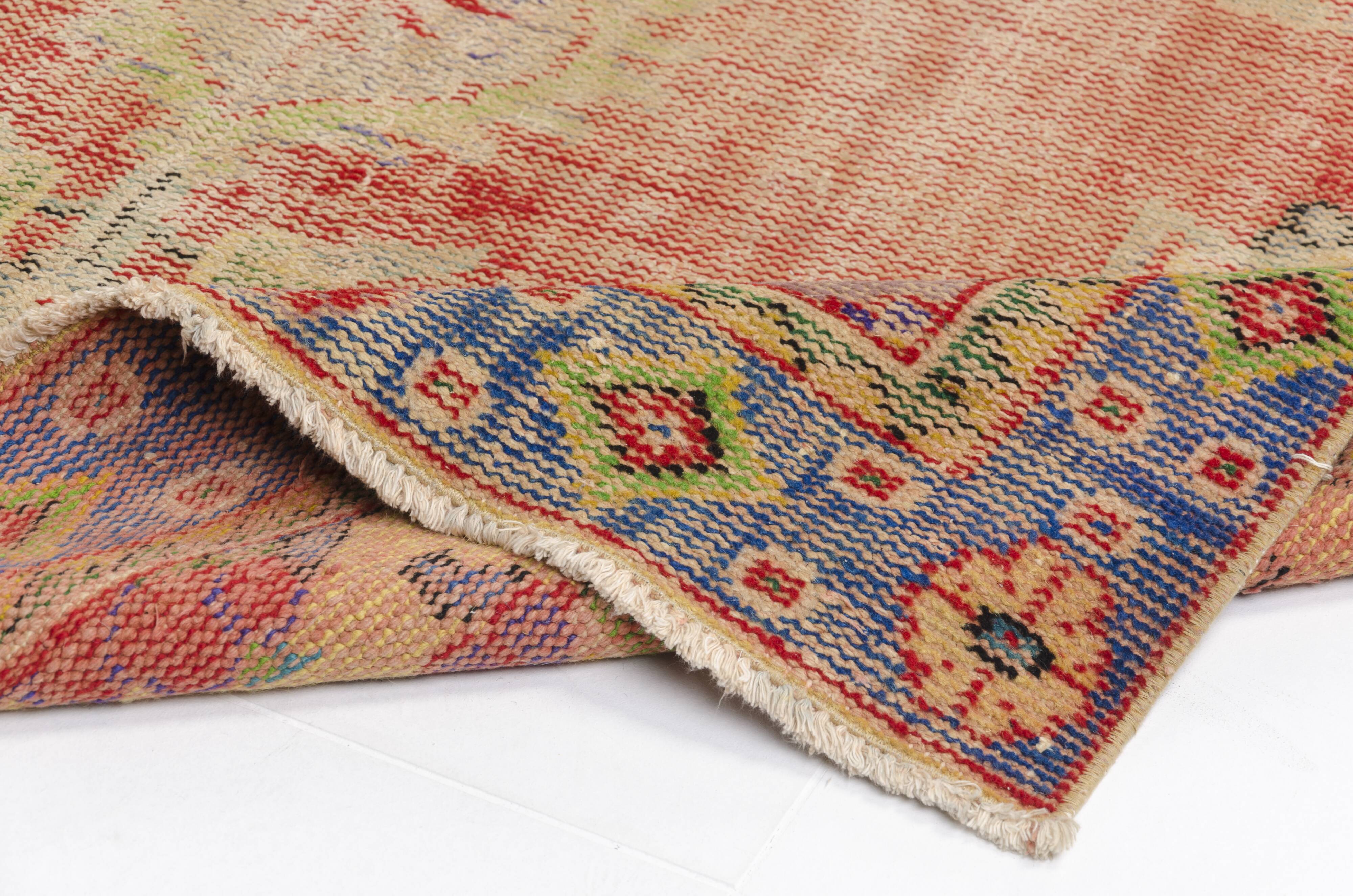 Red Oushak Vintage Carpet