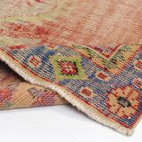 Red Oushak Vintage Carpet