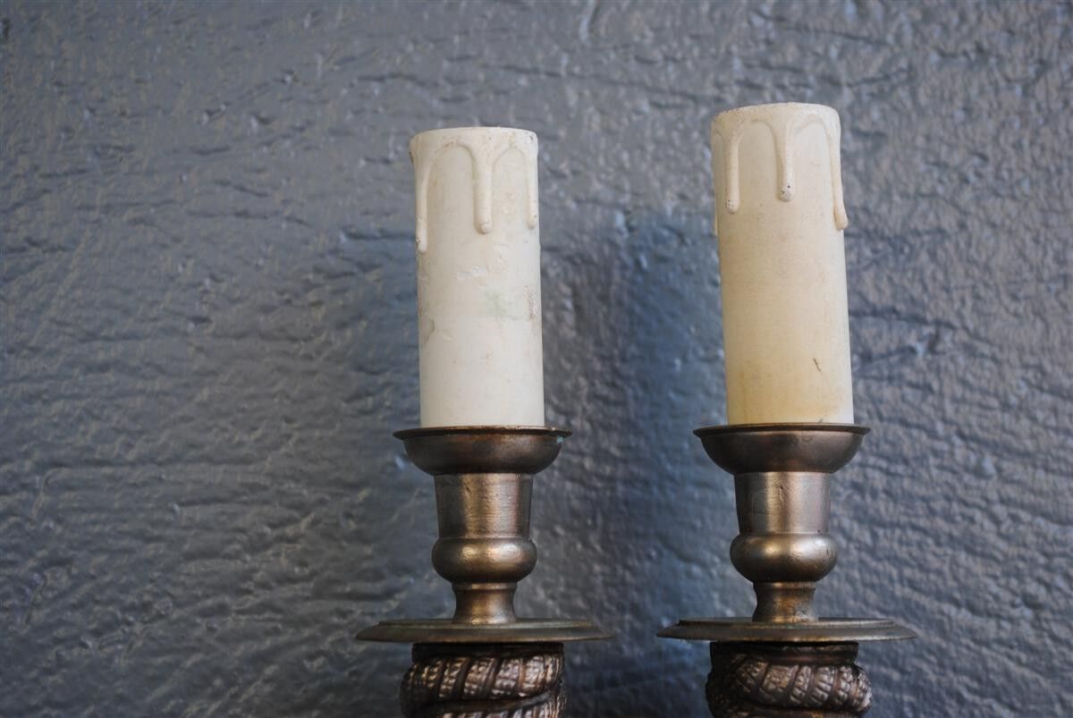 Set of 4 wall ropes tied in bronze silver 1940
