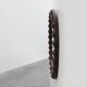 Spanish Brutalist Oval Mirror in Hand-Carved Wood with Brass Studs