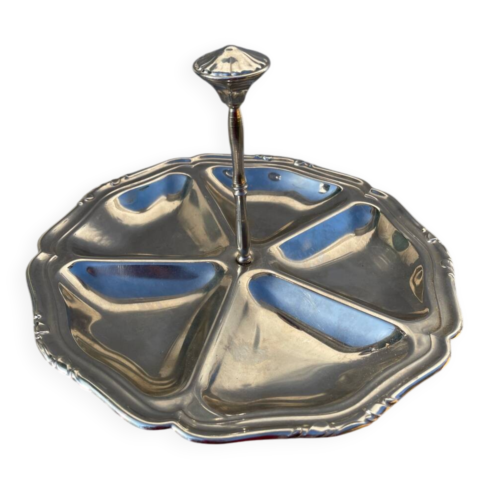 Guy Degrenne silver-plated metal compartmented serving platter