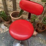 Pair of telescopic stools mirima skai red vintage 80s