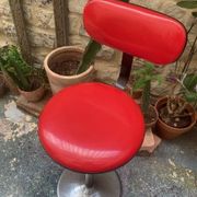 Paire de tabourets téléscopiques mirima skai rouge vintage années 80