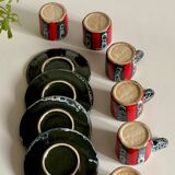 6 vintage luc vallauris art ceramic cups and saucers