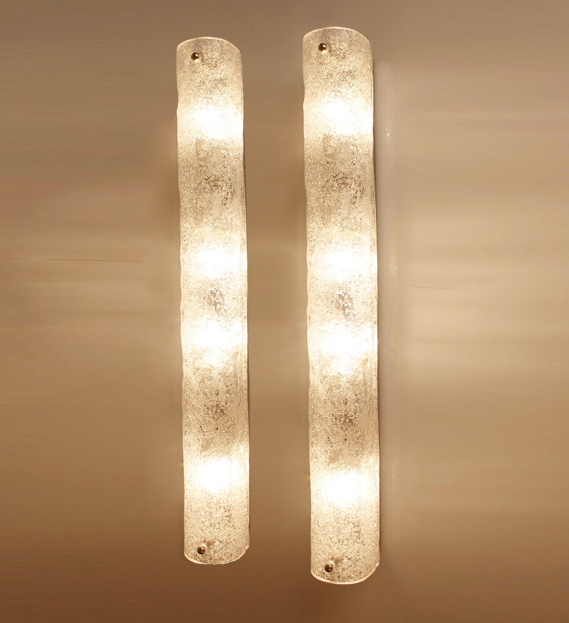 Vintage wall lamps, murano glass and chrome, 60s