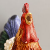 Carafe, pichet coq en barbotine