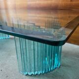 Blue tinted glass coffee table an80