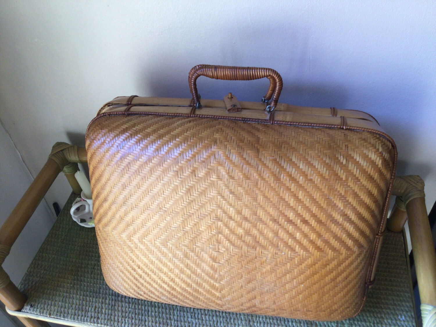Vintage bamboo suitcase