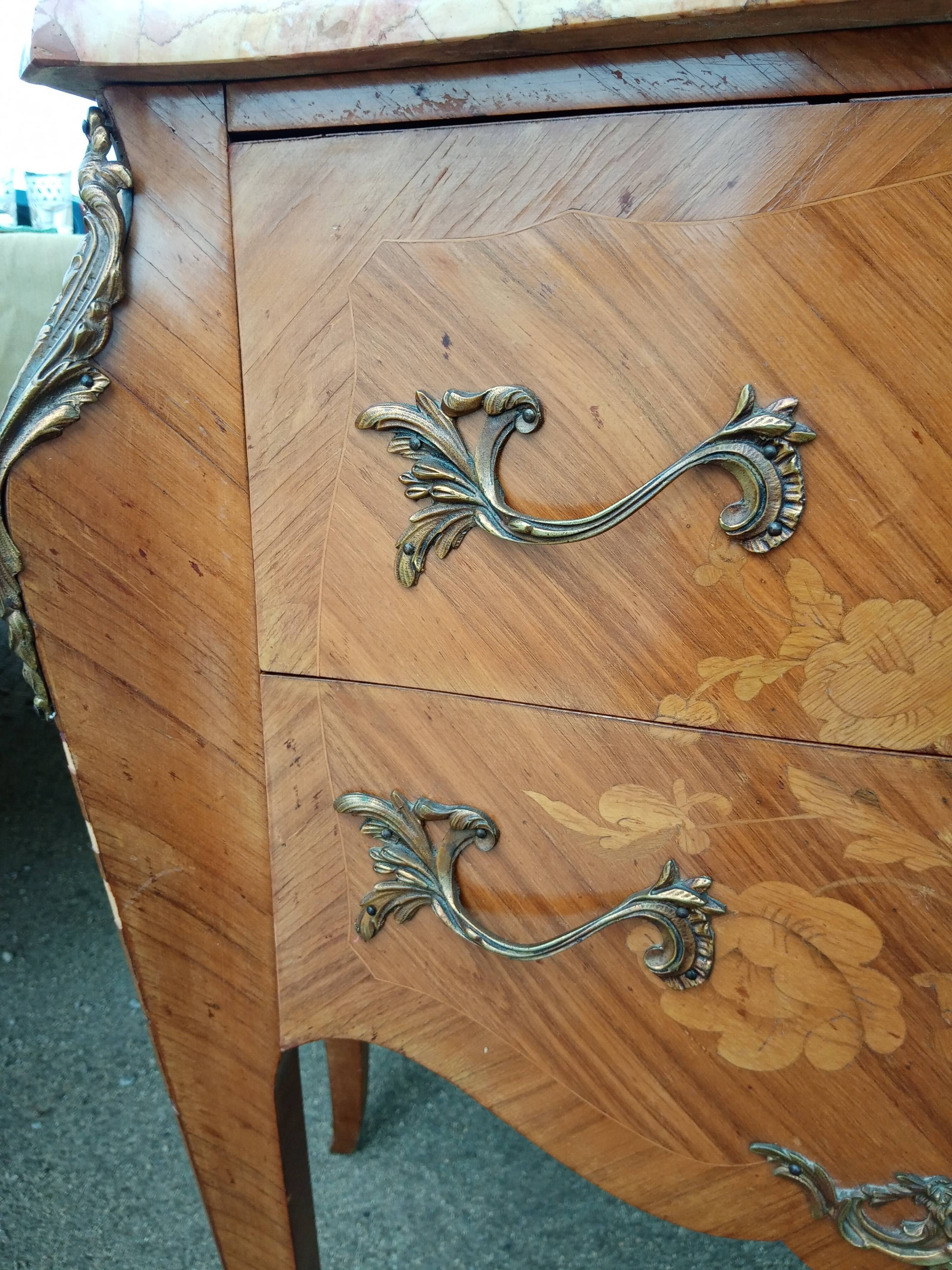 Louis XV chest of drawers 2 drawers and marble