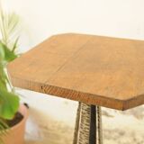 Wrought Iron and Wood Side Table - Art Deco Side Table - Column Furniture