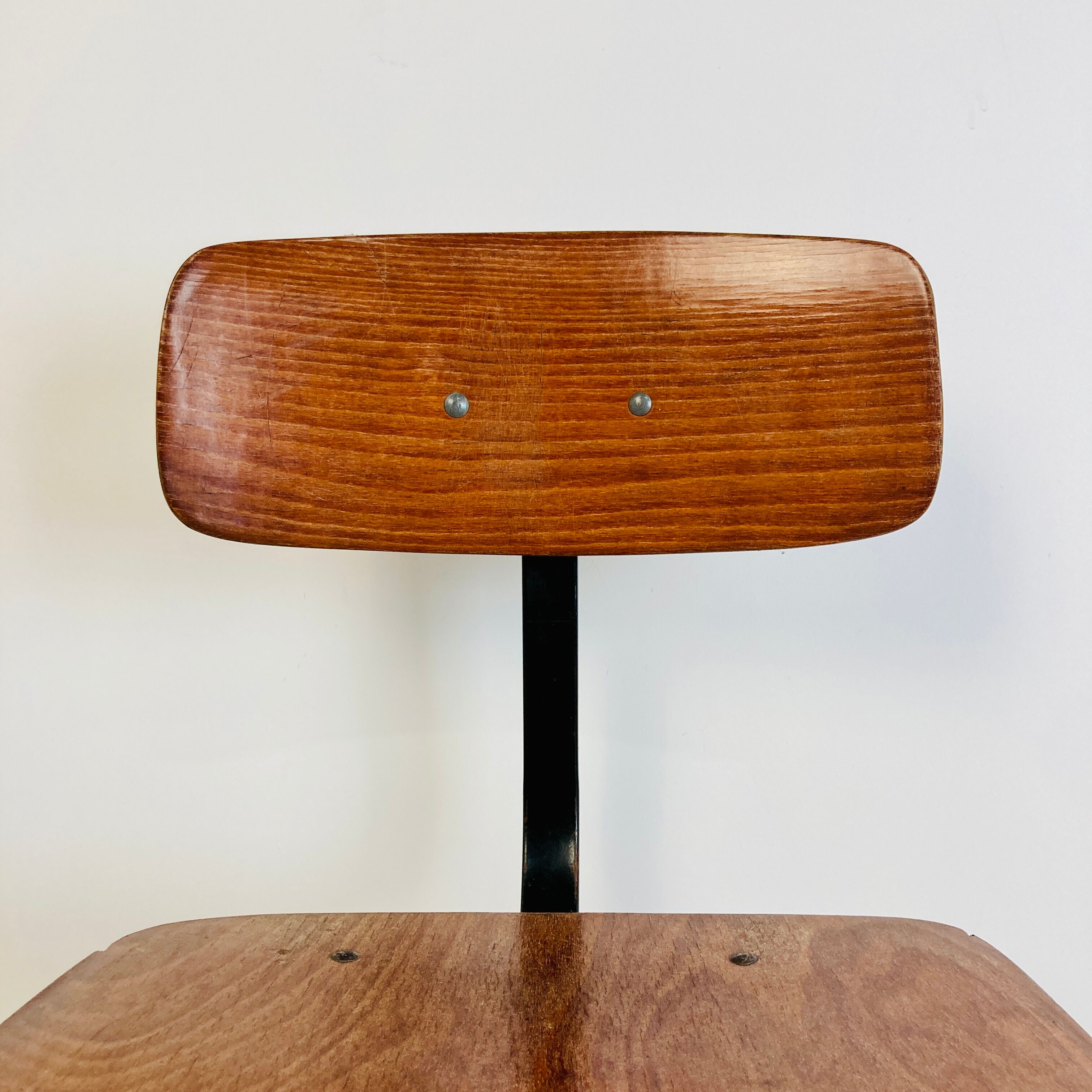 Office children's chair, wooden and metal, 70s