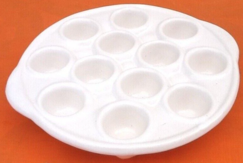 4 dishes / snail plates white ceramic 12 holes