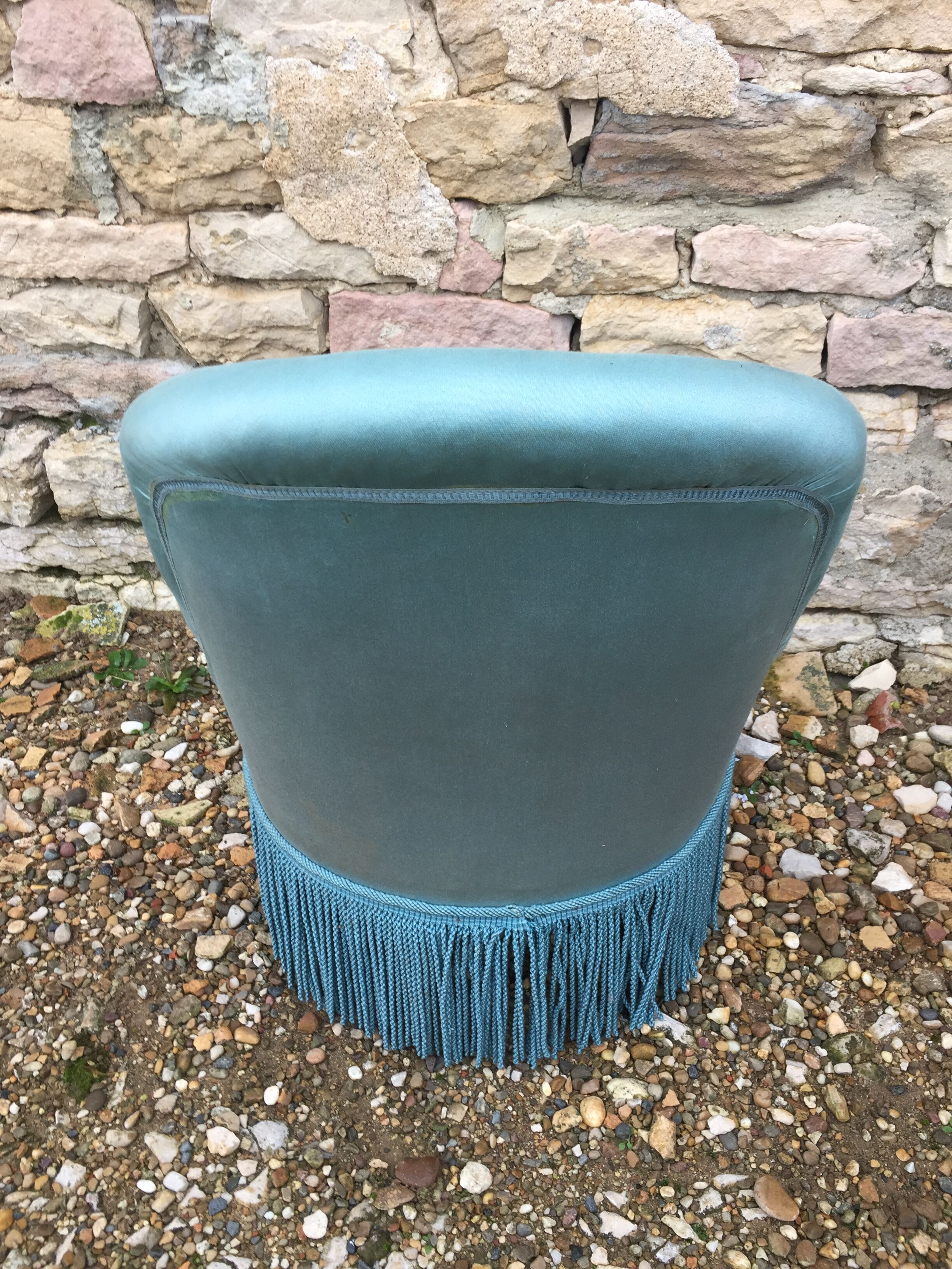 Fauteuil crapaud velours bleu