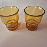 set of 2 smoked yellow amber vintage Pernod SA glasses