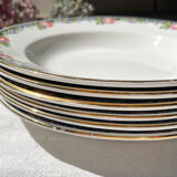 8 Digoin opaque porcelain soup plates with floral pattern "3984" ~