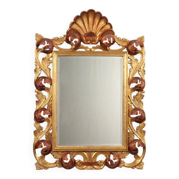 Miroir ancien style baroque en bois sculpté, Italie, XX Century