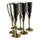 Brutalist champagne glasses in brass & silver plated, set of 6, Spain, 1970s