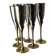 Brutalist champagne glasses in brass & silver plated, set of 6, Spain, 1970s